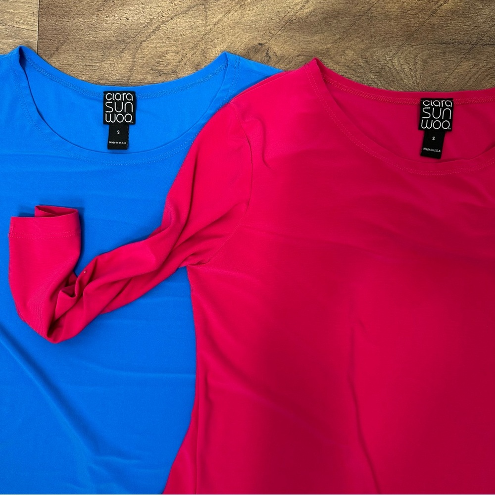 Clara Sun Woo Blue and Pink Blouses Small Art to Wear